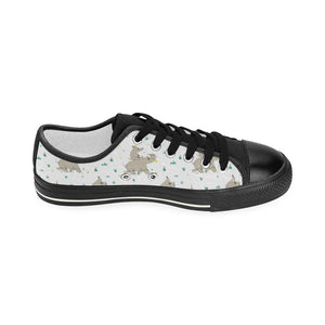 Cute Rhino pattern background Kids' Boys' Girls' Low Top Canvas Shoes Black