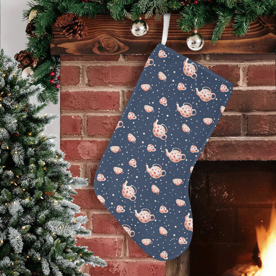 Tea pots Pattern Print Design 04 Christmas Stocking