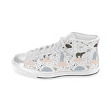 Polar bears star poka dot pattern Women's High Top Canvas Shoes White