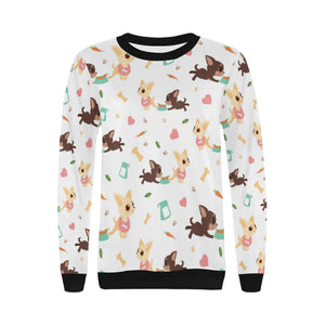 Cute Chihuahua puppie pattern Women's Crew Neck Sweatshirt