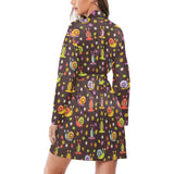 Snail Pattern Print Design 02 Women's Long Sleeve Belted Night Robe