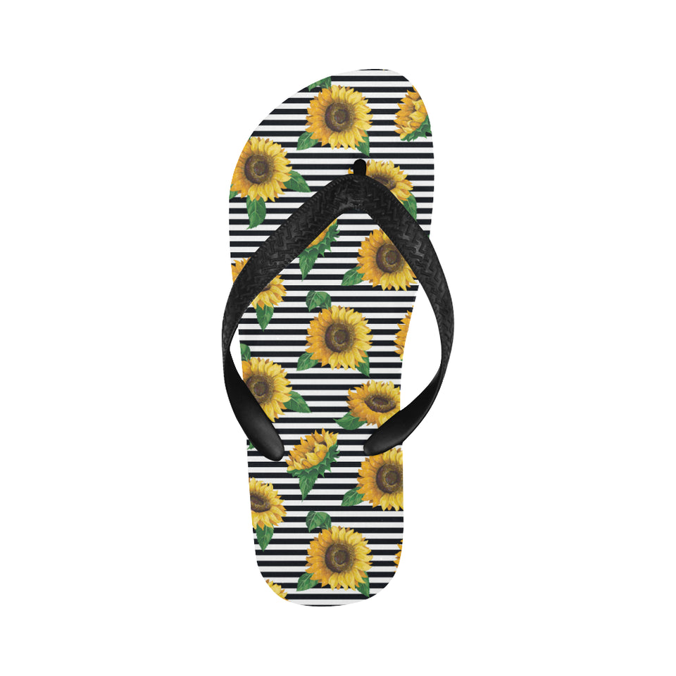 sunflowers ribbon background Unisex Flip Flops