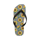sunflowers ribbon background Unisex Flip Flops
