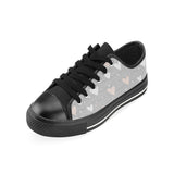 Heart pattern gray background Men's Low Top Canvas Shoes Black