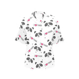 Hand Drawn faces of pandas pattern Women's All Over Print Hawaiian Shirt