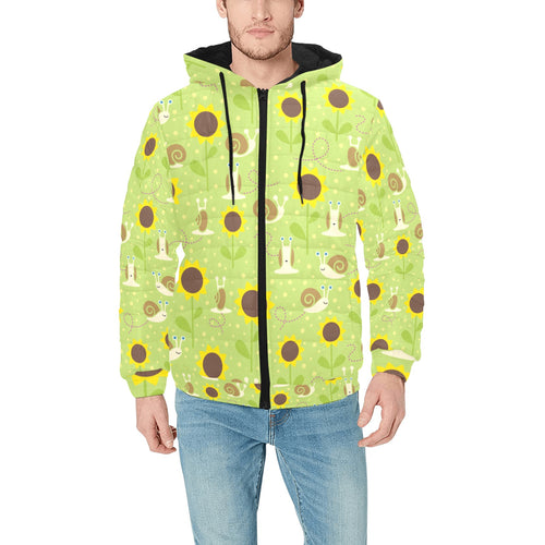 Snail Pattern Print Design 01 Men's Padded Hooded Jacket