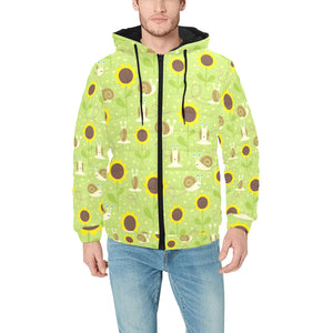 Snail Pattern Print Design 01 Men's Padded Hooded Jacket