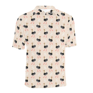 Ostrich Pattern Print Design 05 Men's All Over Print Polo Shirt