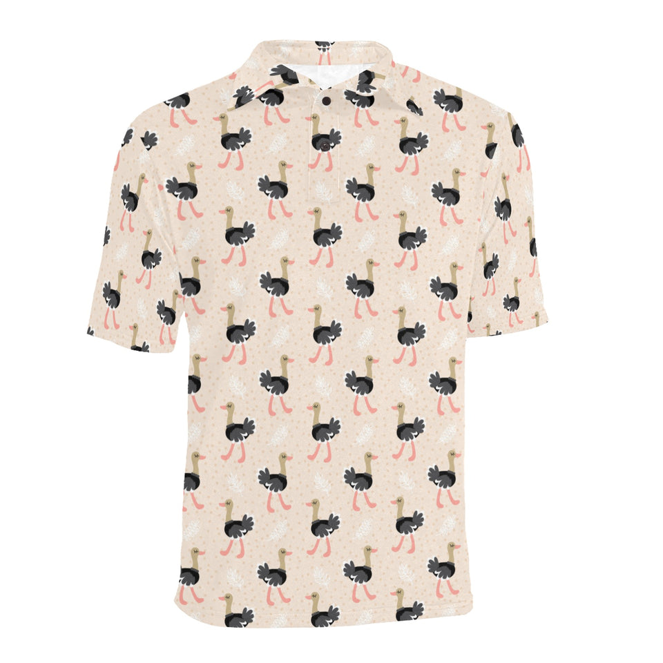 Ostrich Pattern Print Design 05 Men's All Over Print Polo Shirt