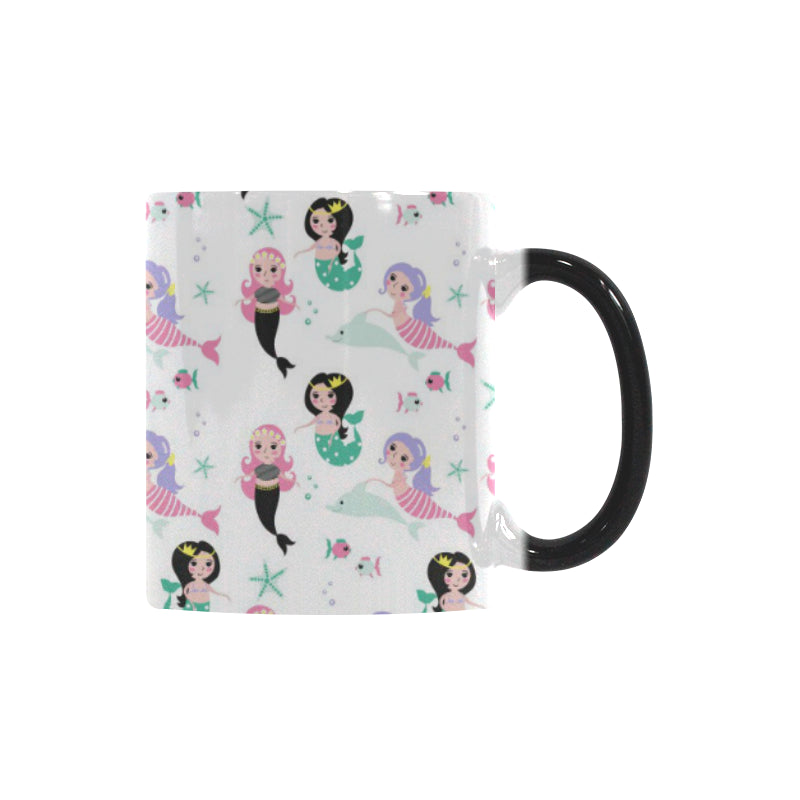 cute mermaid dolphin fish starfish pattern Morphing Mug Heat Changing Mug