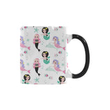 cute mermaid dolphin fish starfish pattern Morphing Mug Heat Changing Mug