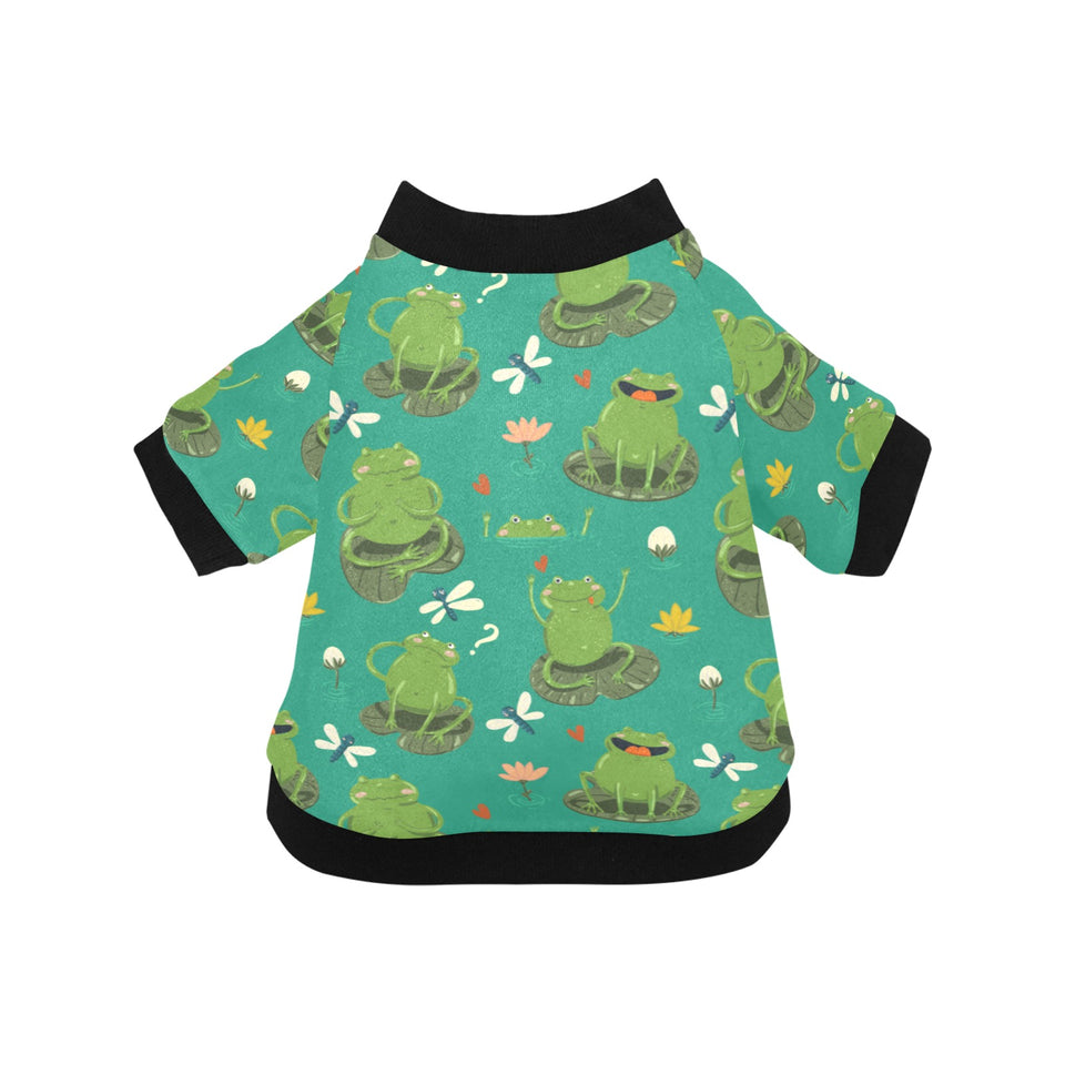 Cute frog dragonfly design pattern All Over Print Pet Dog Round Neck Fuzzy Shirt