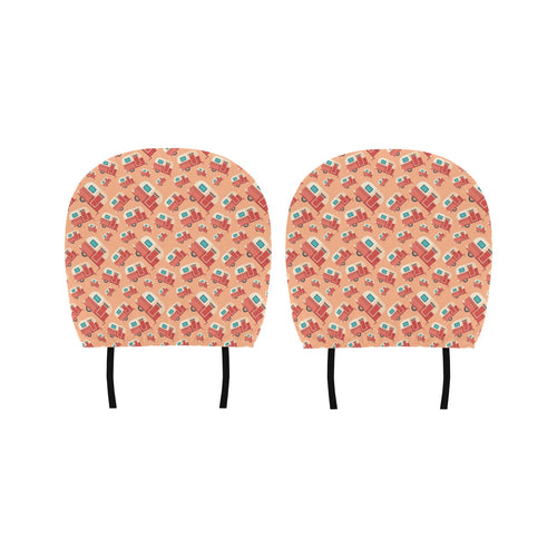 Camper Van Pattern Print Design 03 Car Headrest Cover