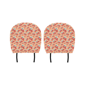 Camper Van Pattern Print Design 03 Car Headrest Cover