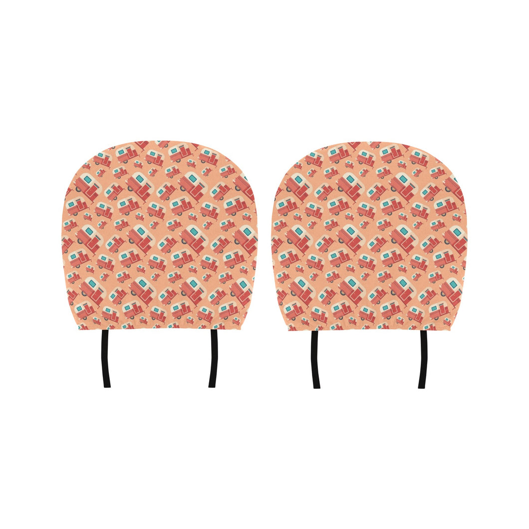 Camper Van Pattern Print Design 03 Car Headrest Cover