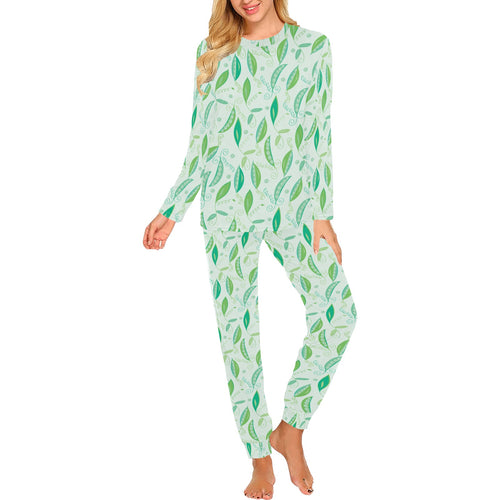 Green Peas Pattern Print Design 01 Women's All Over Print Pajama Set