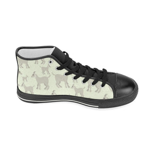 Little young goat pattern Women's High Top Canvas Shoes Black