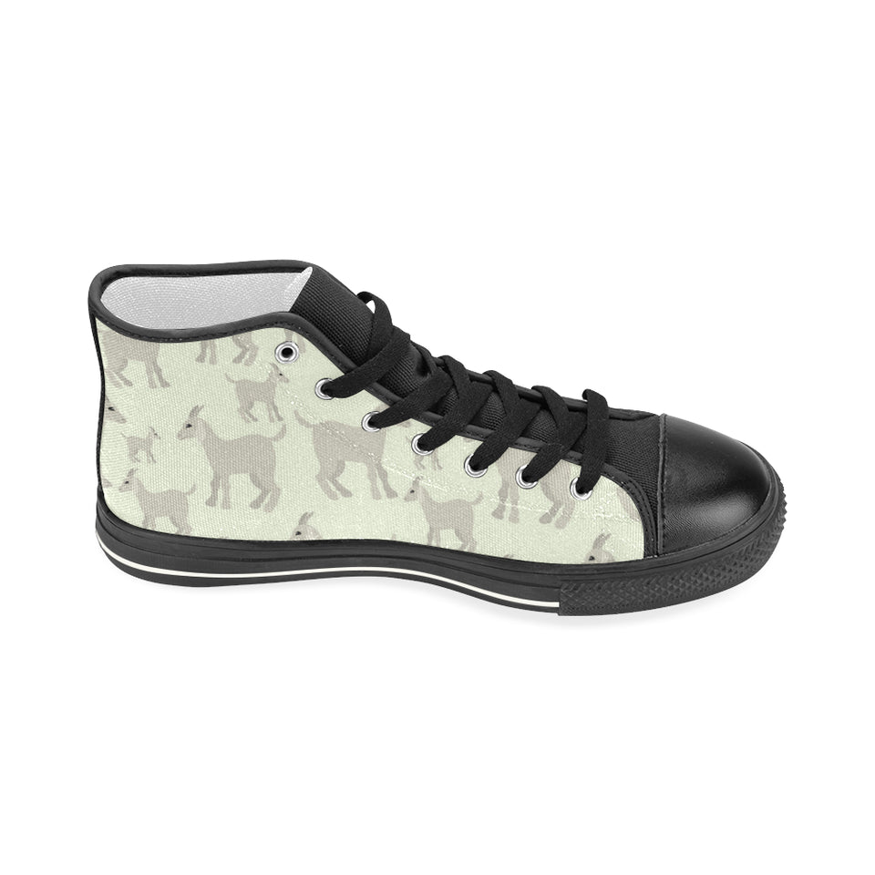 Little young goat pattern Women's High Top Canvas Shoes Black