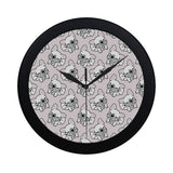 Cute french bulldog pattern Elegant Black Wall Clock