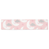 Cute moon cloud star pattern pink dot background Table Runner