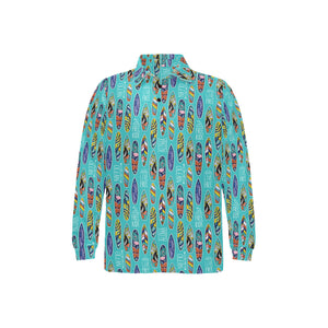 Surfboard Pattern Print Design 05 Men's Long Sleeve Polo Shirt