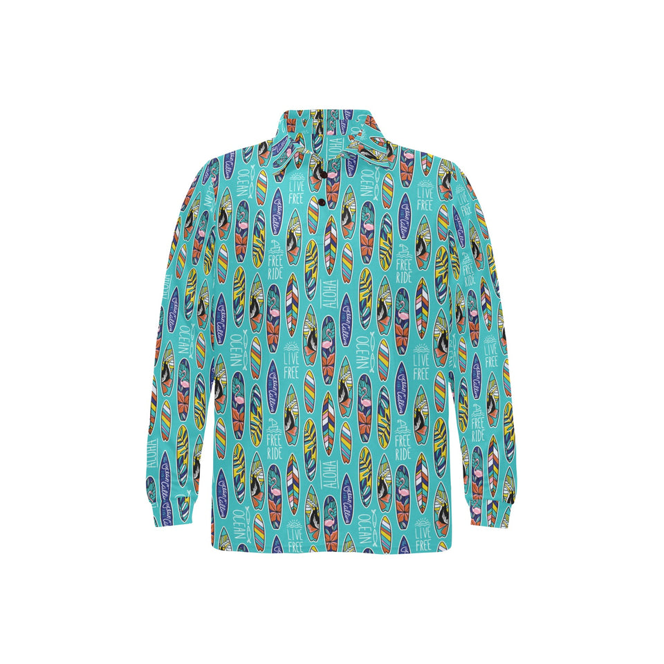 Surfboard Pattern Print Design 05 Men's Long Sleeve Polo Shirt