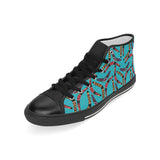 Boomerang Australian aboriginal ornament blue back Men's High Top Canvas Shoes Black