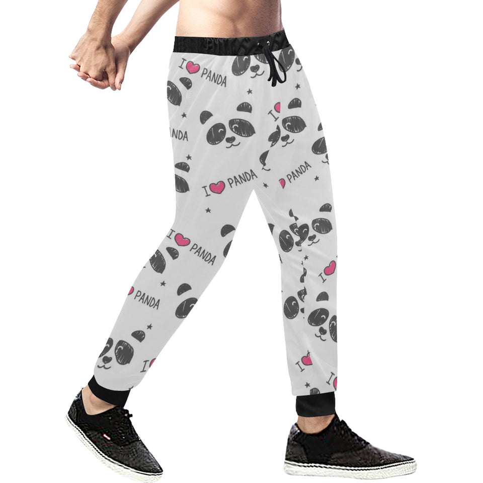 Hand Drawn faces of pandas pattern Unisex Casual Sweatpants