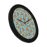 Hand drawn pizza blue background Elegant Black Wall Clock