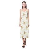 Bee honeycomb seamless design pattern V-Neck Open Fork Long Dress