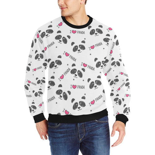 Hand Drawn faces of pandas pattern Men's Crew Neck Sweatshirt