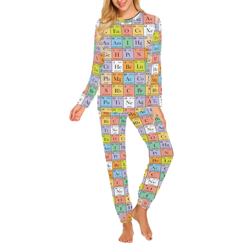Chemistry Periodic Table Pattern Print Design 01 Women's All Over Print Pajama Set