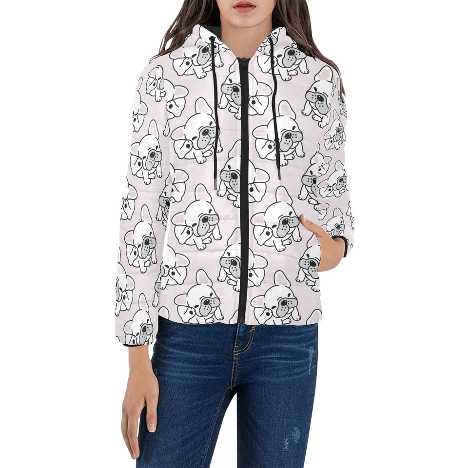 Cute french bulldog pattern Women's Padded Hooded Jacket
