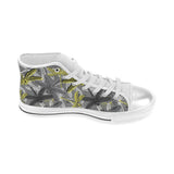 Hand drawn dragonfly pattern Women's High Top Canvas Shoes White
