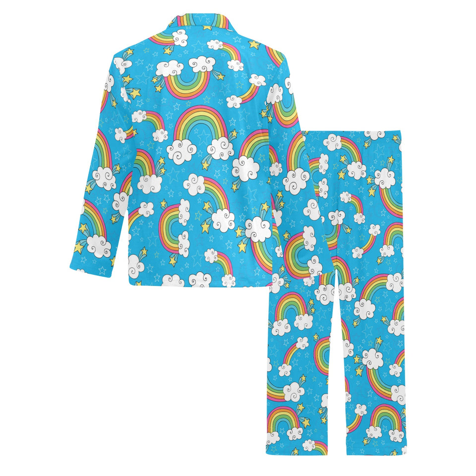 Rainbows Sky Clouds Pattern Men's Long Pajama Set