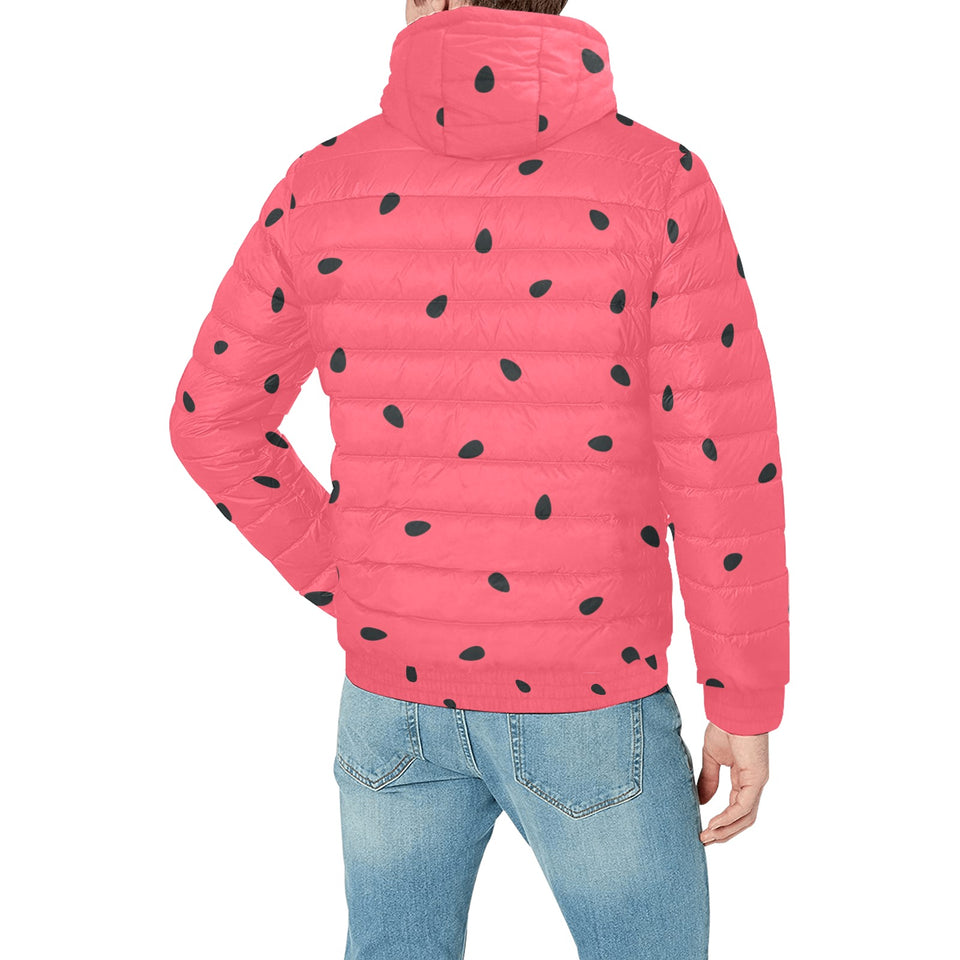 watermelon texture background Men's Padded Hooded Jacket