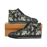 Japanese crane ornament elements Women's High Top Canvas Shoes Black