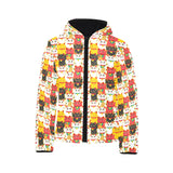 Colorful Maneki neko cat pattern Kids' Boys' Girls' Padded Hooded Jacket