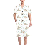 Cute Rhino pattern background Men's V-Neck Short Pajama Set