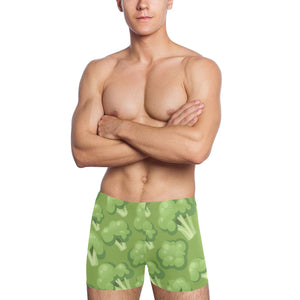 Broccoli pattern green background Men's Swimming Trunks