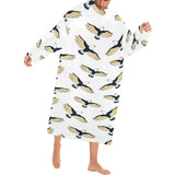 Eagle Pattern Print Design 03 Blanket Robe with Sleeves