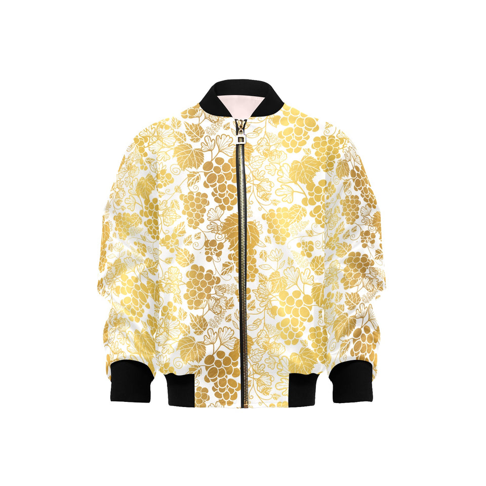 Gold grape pattern Kids' Boys' Girls' Bomber Jacket