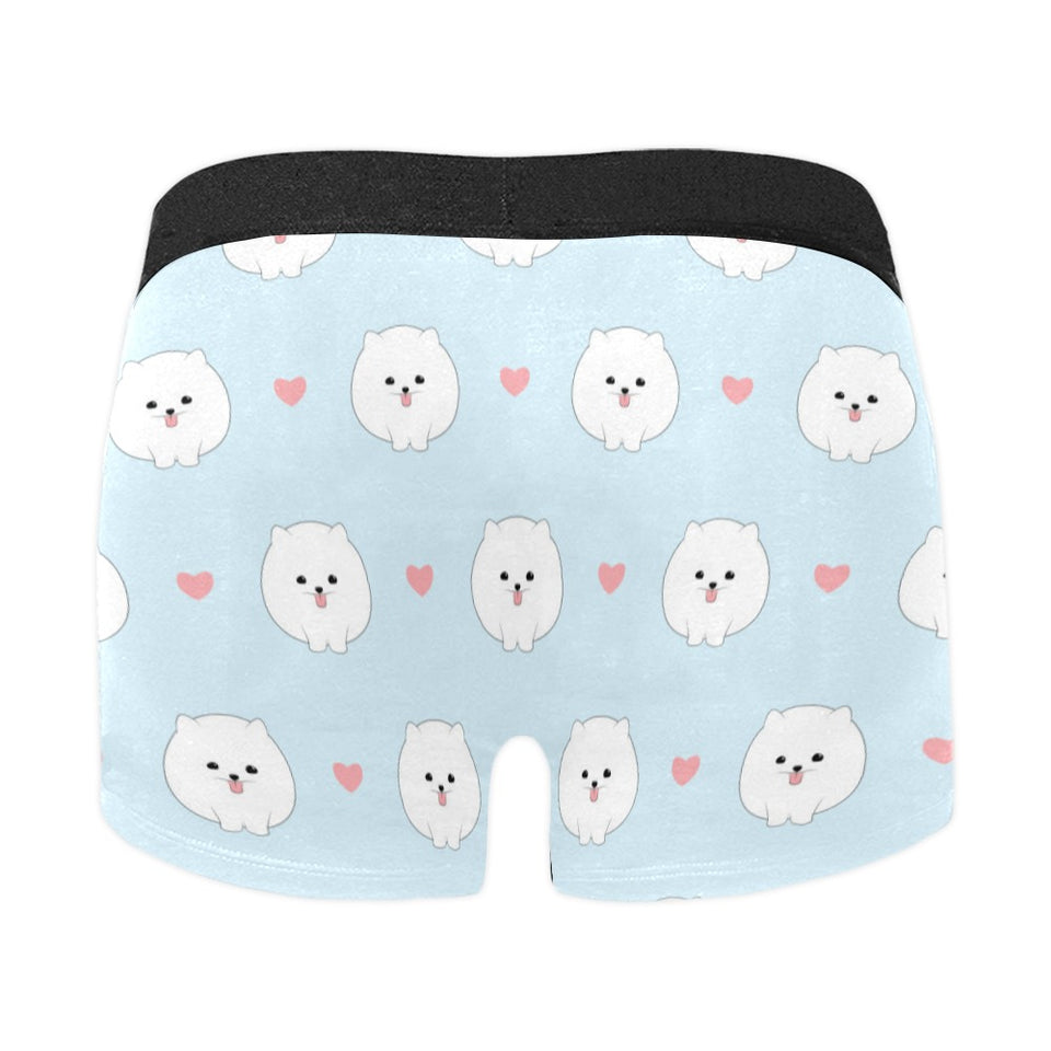 White cute pomeranian pattern Men's All Over Print Boxer Briefs Men's Underwear