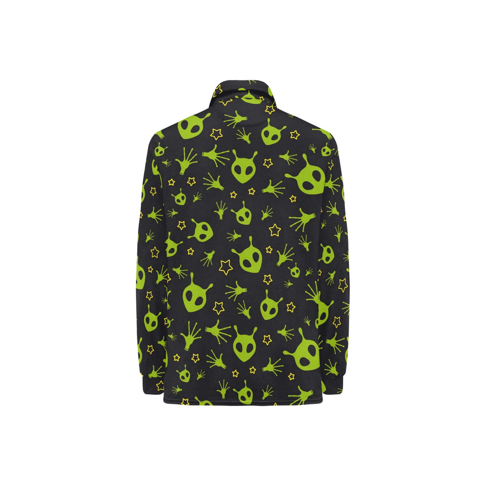 Alien Pattern Print Design 02 Women's Long Sleeve Polo Shirt