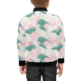 Pink lotus waterlily leaves pattern Kids' Boys' Girls' Bomber Jacket