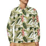heliconia pattern Men's Long Sleeve Polo Shirt