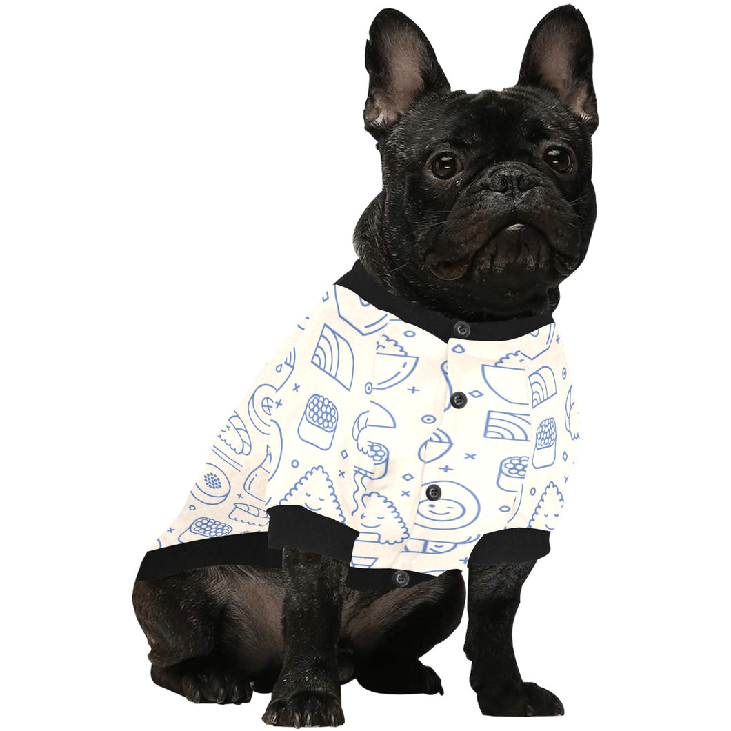 Cute sushi icon pattern All Over Print Pet Dog Round Neck Fuzzy Shirt