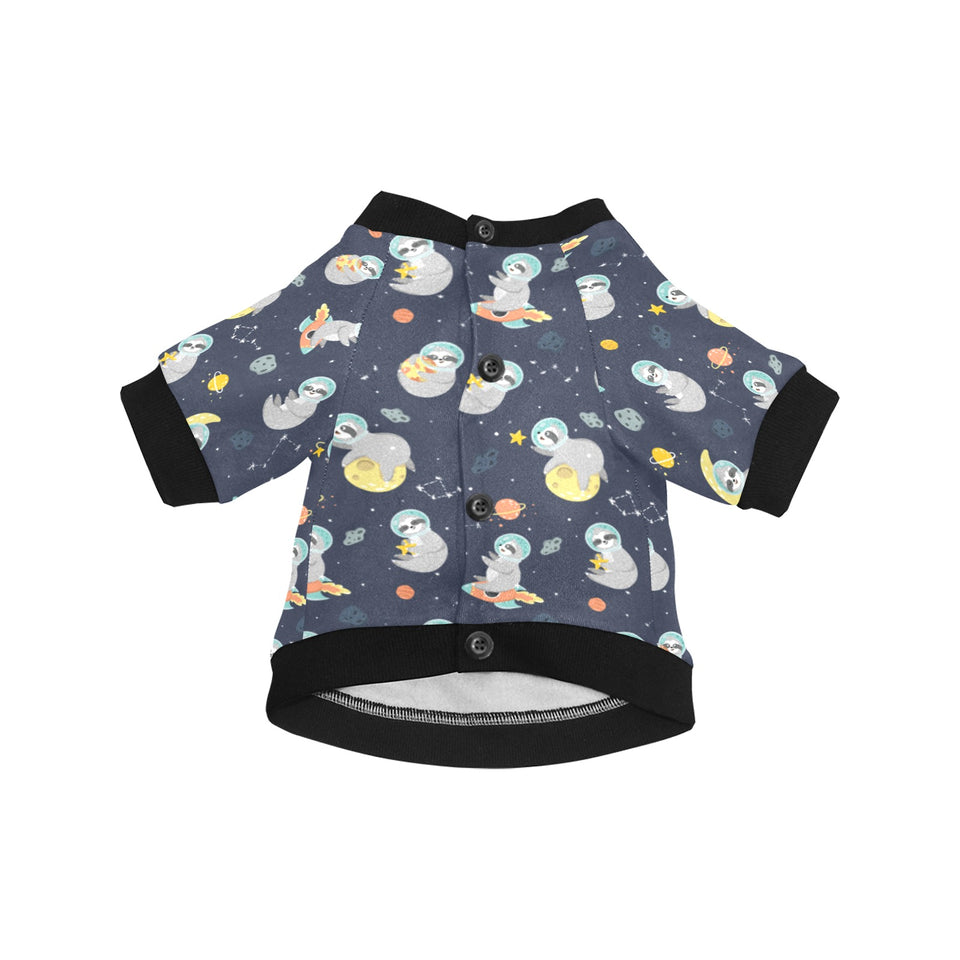 Cute sloth astronaut star planet rocket pattern All Over Print Pet Dog Round Neck Fuzzy Shirt