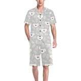 Cute koala leaves pattern Men's V-Neck Short Pajama Set