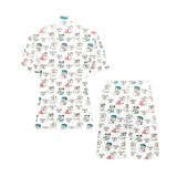 English Bulldog Pattern Print Design 03 Men's V-Neck Short Pajama Set